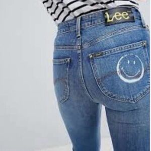 Lee Women's High Rise Blue Jeans with Smiley Detail